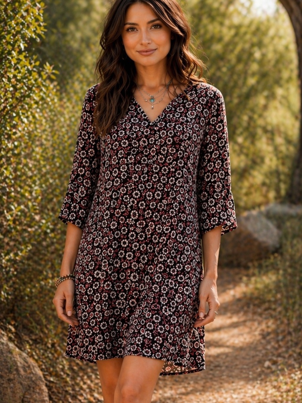 Anthro Mata Traders Boho Cotton Tunic Dress M